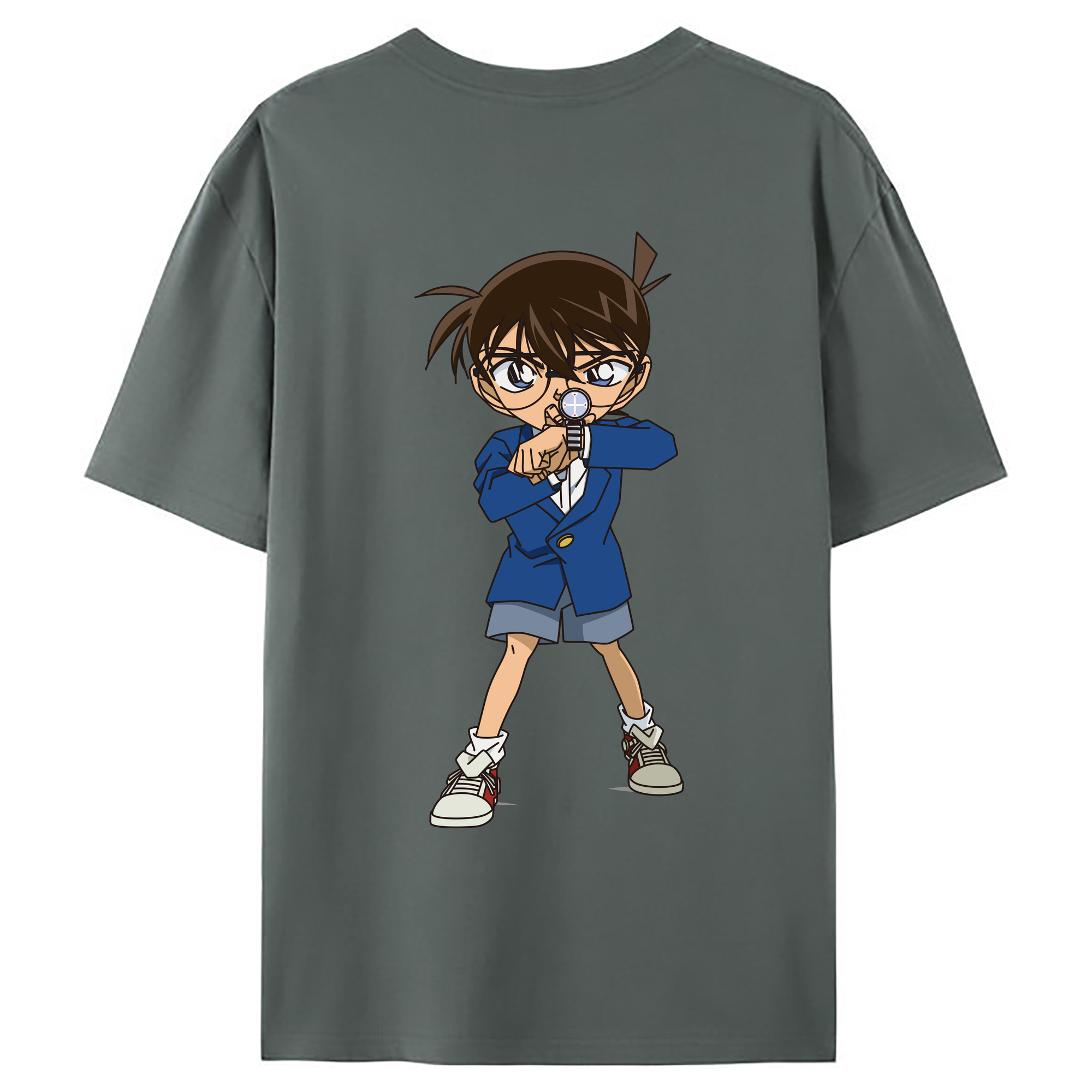 （画像用） 名探偵コナン 江戸川 コナン Detective Conan Conan Edogawa 綿100％ メンズ半袖Tシャツ（バックプリント） 通気性